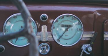 close up shot of a vintage car s dashboard
