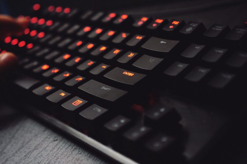 black lighted gaming keyboard