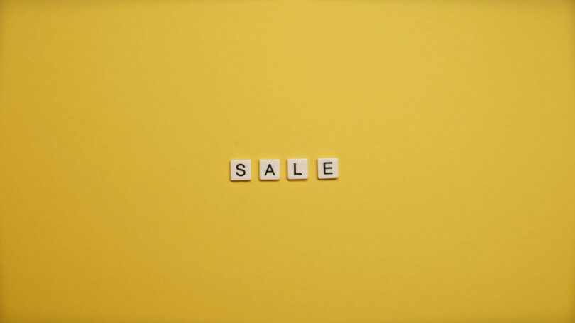 sale text on yellow background