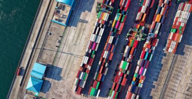 aerial view photography of container van lot