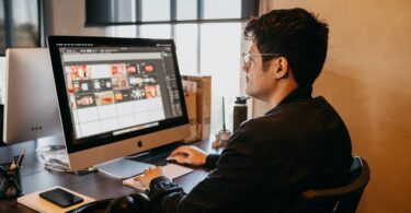 man working on computer