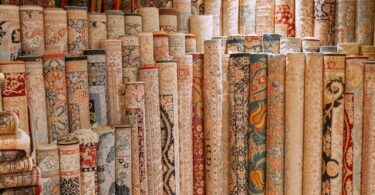 carpets and rugs in a textile store